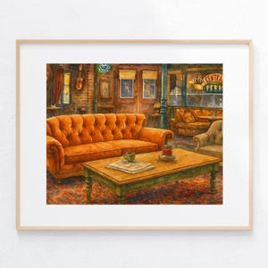 90s Sitcom Coffee House Watercolor Painting Art Print TV Poster Illustrations New York City Fan Artwork Gift Ideas