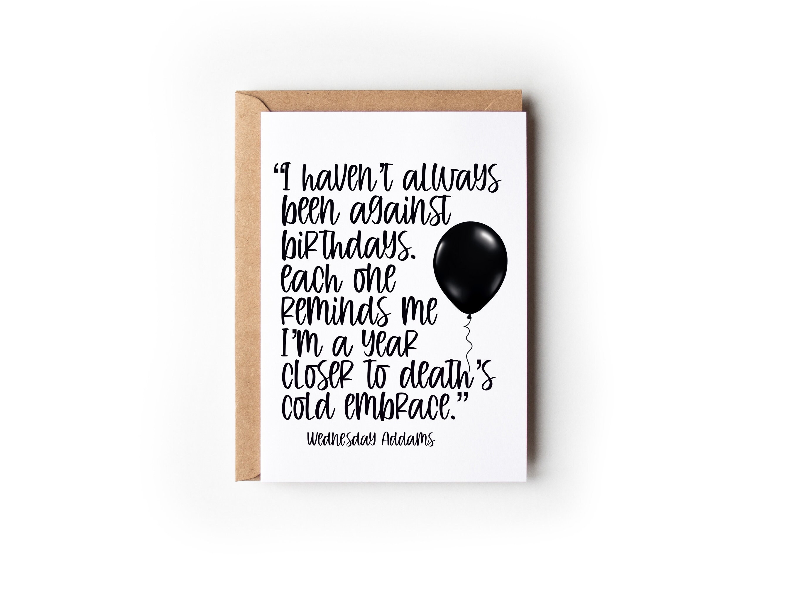Wednesday Addams Birthday Quote Card Printable Digital - Etsy