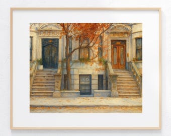 You&#39;ve Got Mail Watercolor Painting Art Print New York City Brownstone Apartment Building Illustration Movie Poster Fan Artwork