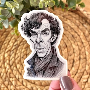 Sherlock Holmes Sticker 221b Baker Street Detective Caricature Laptop Decal Murder Mystery Lovers Gift Idea Journal Scrapbook Collage
