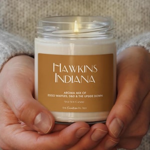 TV Show Scented Soy Candle Thriller Mystery Gift Ideas Hawkins Indiana Town Birthday Present or Christmas Stocking Stuffers