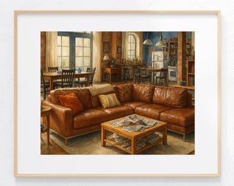 New Girl Couch - Watercolor Print - 5x7 - TV Couches - Etsy