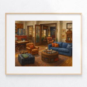 Grace's Apartment Watercolor Painting Will's Livingroom Art Print 90s TV Show Posters Sitcom Fan Artwork