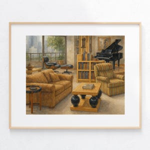 Seattle Apartment Watercolor Painting the Crane Living Room Art Print 80s Sitcom Illustration 90s Show Fan Artwork