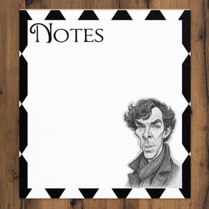 Sherlock Holmes Notepad 221b Baker Street Stationary Detective Bookish Murder Mystery Gift Ideas Caricature Artwork Benedict Cumberbatch
