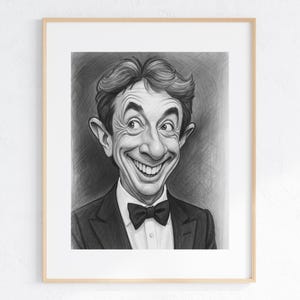 Caricatura de celebridad Martin Short Fan Artwork Ilustración de dibujos animados Pura suerte Tres amigos OMITB Póster de película