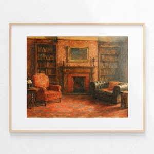 Sherlock Holmes Apartment Livingroom Watercolor Painting Art Print 221b Baker Street Illustration Murder Mystery Fan Artwork Gift Idea