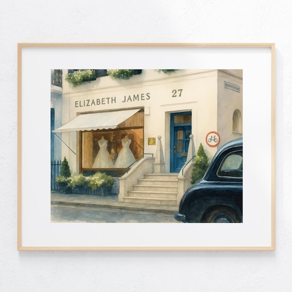 Elizabeth James Bridal Shop Watercolor Painting Art Print Wedding