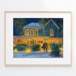 Christmas in Stars Hallow Watercolor Painting Small Town Art Prints Lorelai&#39;s House Illustration Gift Ideas for Her