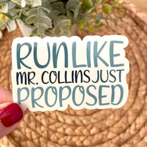 Pride and Prejudice Die Cut Sticker Jane Austen Funny Mr Collins Proposal Decal Running Motivation Singlehood Friend Gift Ideas for Sister