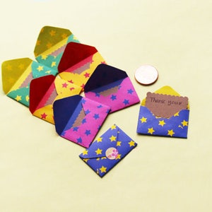Jeu de 8 cartes de remerciement enveloppe petite étoile - jeu de mini cartes - mot d'amour - mot de remerciement