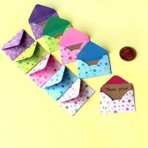 Lot de 10 cartes de remerciement enveloppe petite étoile - lot de mini cartes - mot d'amour - mot de remerciement