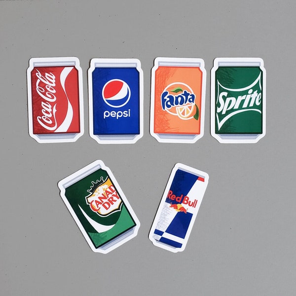 Waterproof Soda Stickers / Red Bull / Canada Dry / Coca Cola / Pepsi / Fanta / Laptop Decals / Stickers / Waterproof Stickers