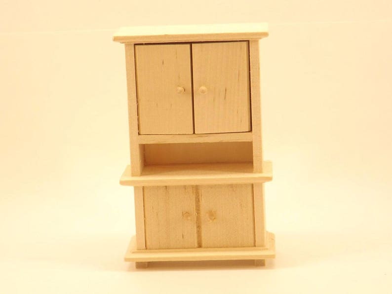 Dollhouse Miniature Cabinet W Opening Doors Unfinished Wood