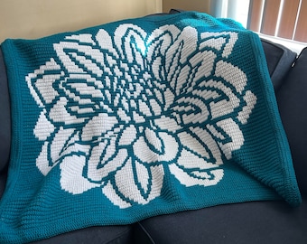 Full Bloom Mosaic Crochet Throw Pattern (PDF Pattern)