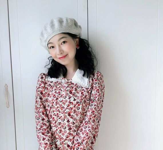 Cashmere beanie Crochet beret French crochet beret Milky french beret