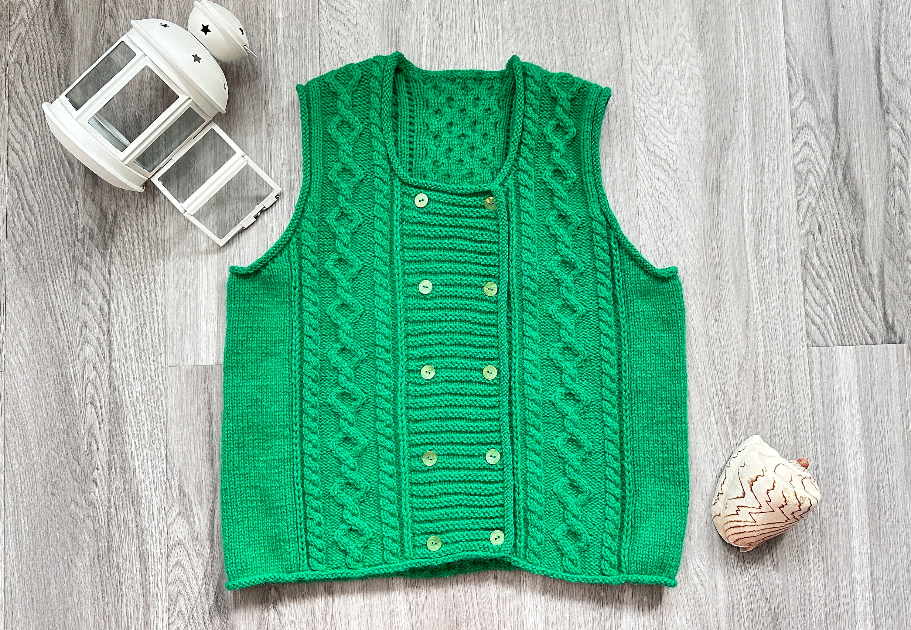 Handknit Vest Women Irish Fisherman Cabled Vintage Celtic - Etsy