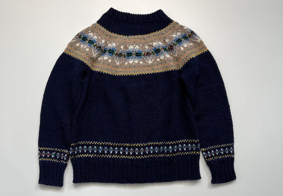 Fairisle Cardigan Women Handknit Yoke Sweater Lightweight Warm - Etsy