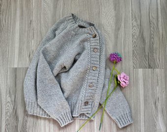 Jane&#39;s Handknit Women cashmere smart casual 歌于途 minimalist raglan cardigan jacket lightweight gray personalized wool sweater Mother&#39;s gift