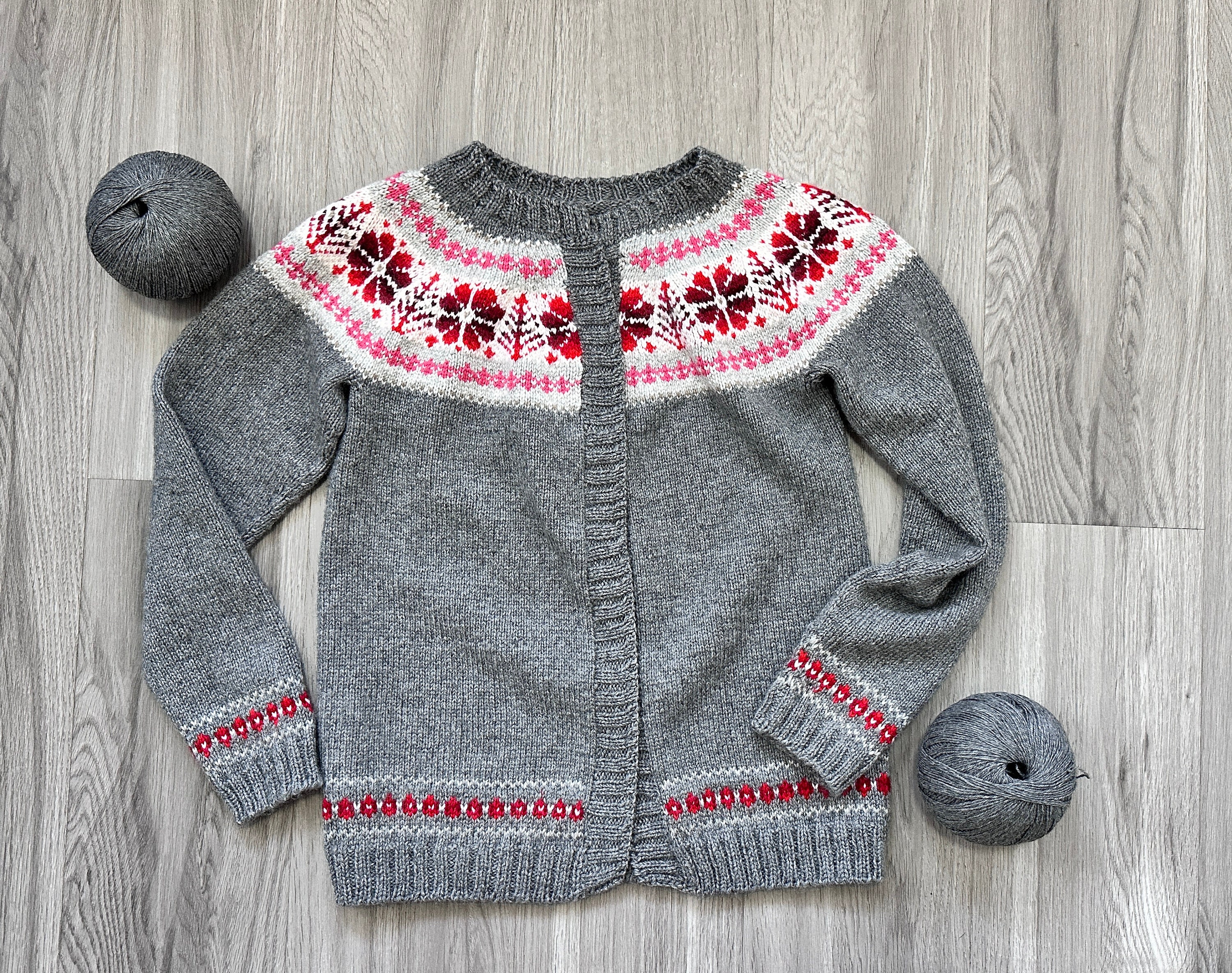 Jane\u0027s Handknit Fairisle Cardigan 圣诞前夜 80\u0027s Women 