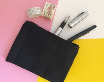 Canvas Cash Coin Purse,Black Moon Print Make Up Bag Zipper Small Purse Wallets