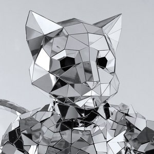 3D Mask of a Silver Cat/ Cosplay mirror mask / Christmas costume accessory/ - by ETERESHOP _M91-M