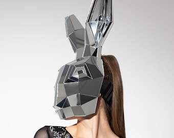 3D Silber Spiegel Polygonal Kaninchen Maske / Karneval Rave Party Outfit / - von ETERESHOP