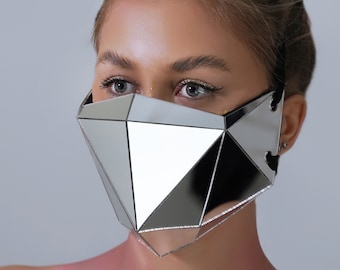 Silver Mirror Low Poly Face Mask / Cosplay mirror mask / Christmas costume accessory / - by ETERESHOP_M101