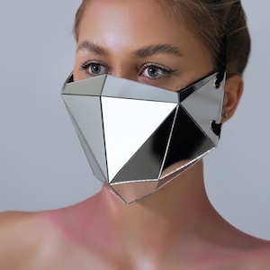 Silver Mirror Low Poly Face Mask / Cosplay mirror mask / Christmas costume accessory / - by ETERESHOP_M101