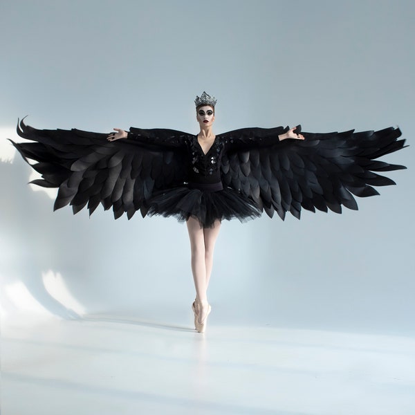 Schwarzer Engel Cosplay Flügel / schwarzer Schwan / Kostüm Teufel Outfit / Teufel Cosplay Karneval Flügel Kostüm / schwarze Flügel / von ETERESHOP _O02