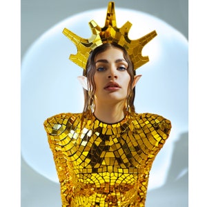Gold Mirror Lady Gaga style Crown by ETERESHOP _M73-2