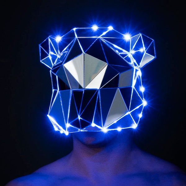 Masque d'ours LED miroir 3D / Déguisement cosplay de Noël / Idée cadeau de Noël / Masque miroir à paillettes / - by ETERESHOP _D53