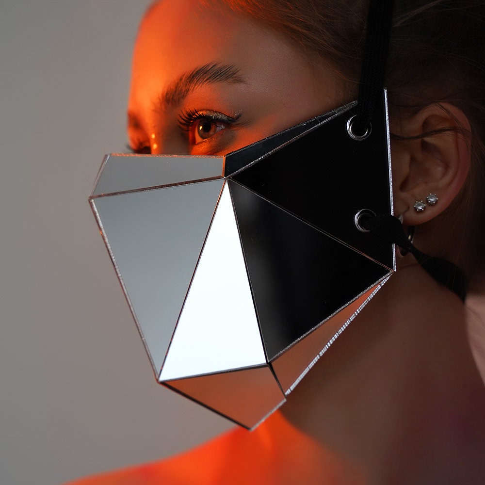 Silver Mirror Low Poly Face Mask by Etsy