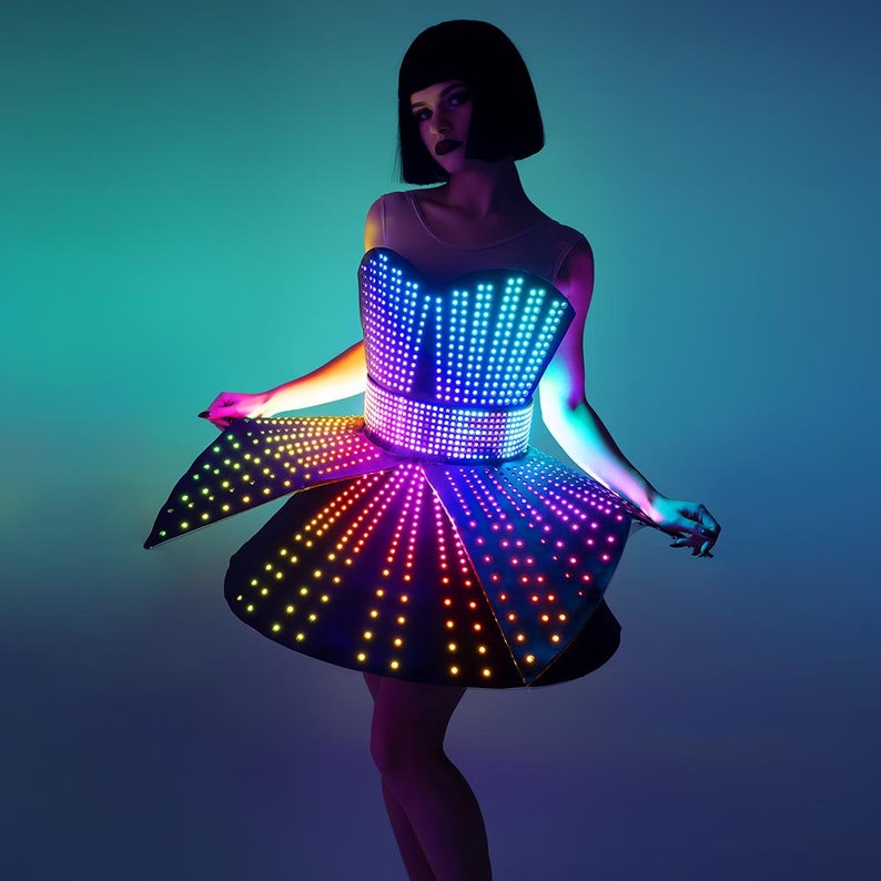 Rave LED light up rainbow dress outfit / fashion festival Etsy