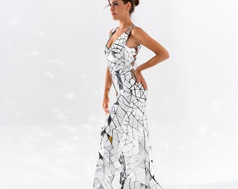 broken mirror prom dress Pink Oval Glass Mirror V-Neck Long Prom Dress with Slit MD093002 Dressmeet