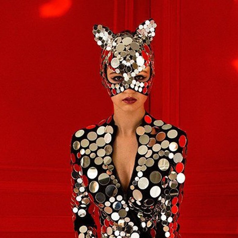 Disco Ball Kitty Glitter Sparkly Mirror Mask Etsy