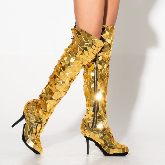 sparkly gold boots