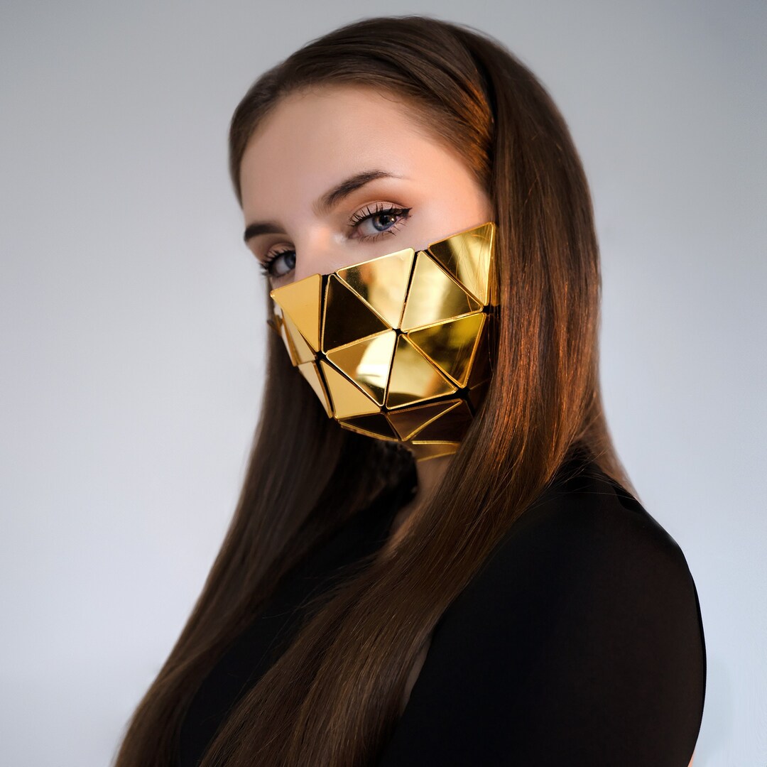 Gold Mirror Face Mask With Mirror Triangles / Mirror Face Mask Etsy