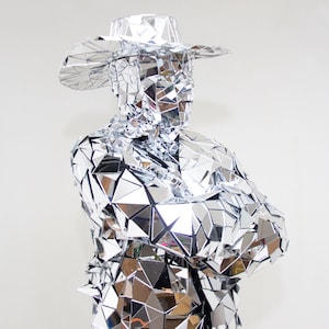 Mirror man Cowboy glass man performance costume suit in cylinder with a mustache Christmas Broken glass Style costume - by ETERESHOP _M34-16