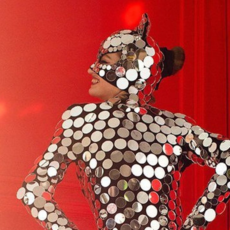 Disco Ball Kitty Glitter Sparkly Mirror Mask Etsy