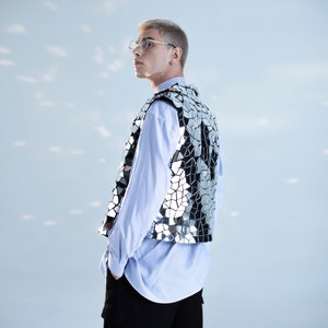Silber Weste Spiegel Mann Kostüm / Gebrochenes Glas Stil / Weihnachts Cosplay Anzug / Spiegel Jacke / - von ETERESHOP_M204