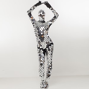 Aerial rave sequin glitter mirror bodysuit costume / Christmas Gymnastics aerial circus disco ball costume outfit / - by ETERESHOP  _M07
