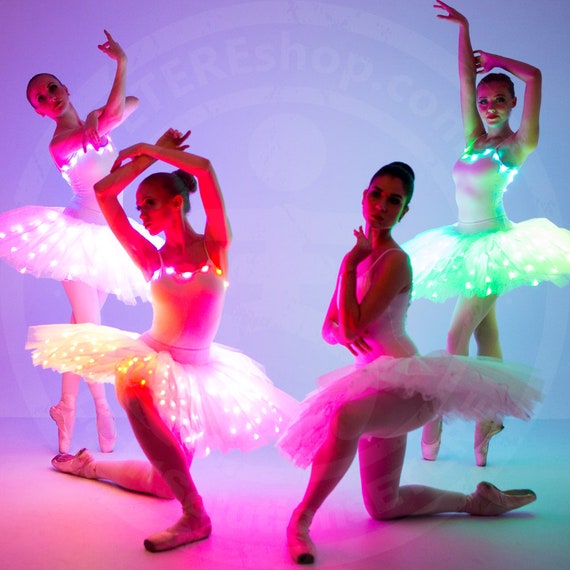 LIGHT UP LED Cosplay Tutu Skirt Girl Kid Ballet Dancer Stage Wear Dance Dress UK