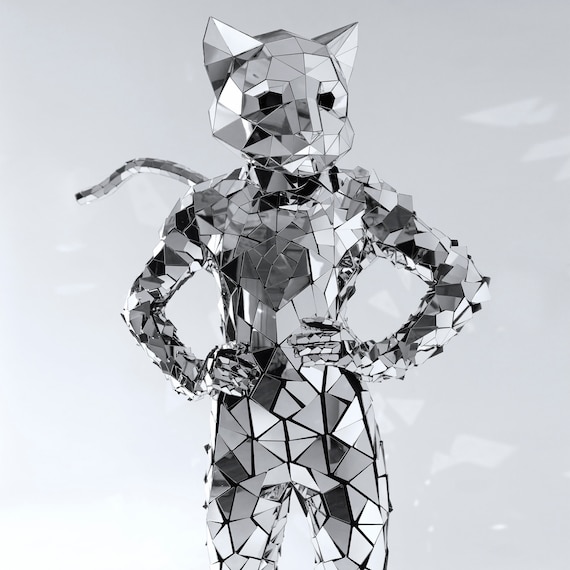 silver cat dress Sequin Silver Mirror Man Suit 