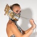 Gold&Silver Mirror Mask with feathers and chains / Disco ball glitter sparkly face mask / smile mask / - by ETERESHOP _M66 