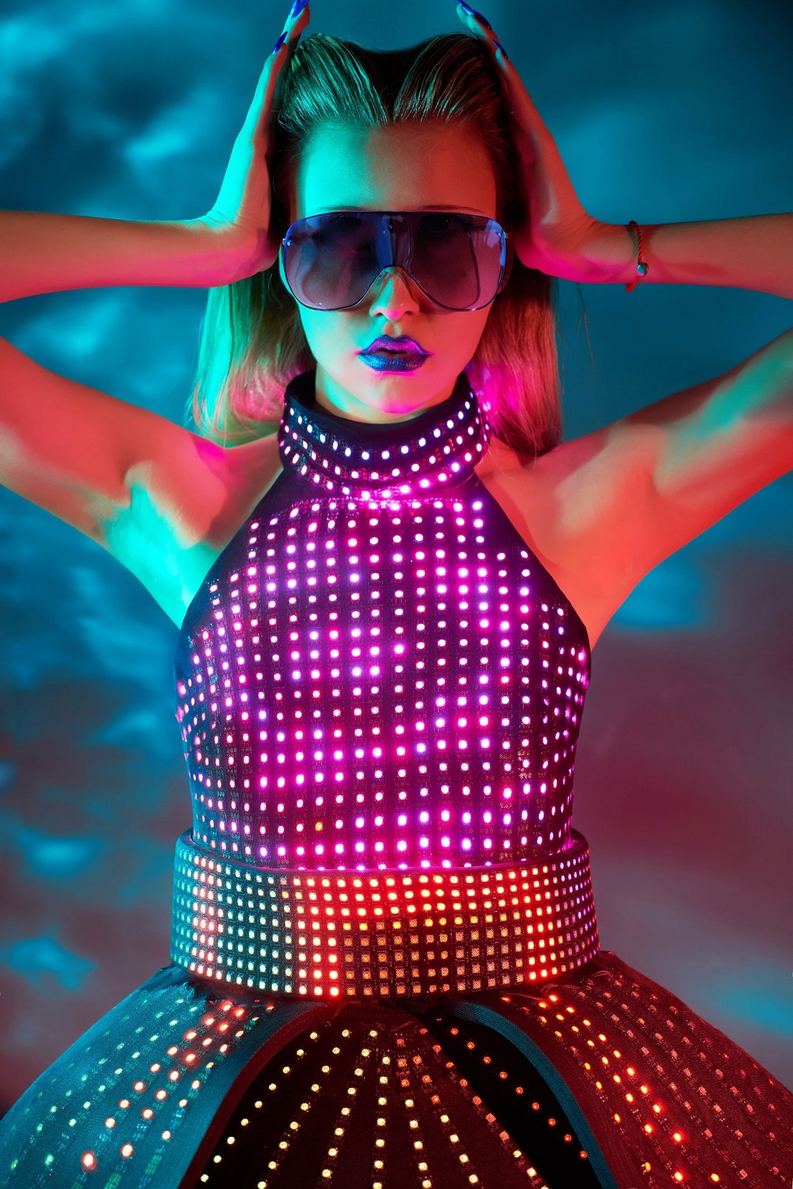 Rave LED light up rainbow dress outfit / fashion festival Etsy