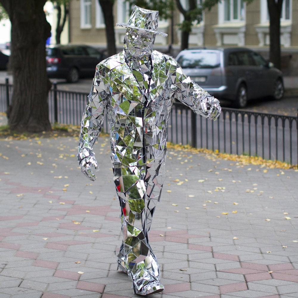 Disco Ball Suit Silver Mirror Man Performance Costume / Sequin - Etsy