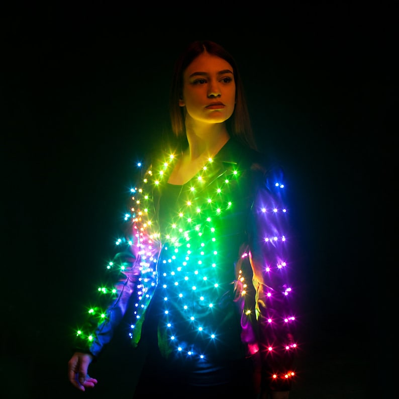 LED light up fashion ladies jacket design costume / Glow stage Etsy