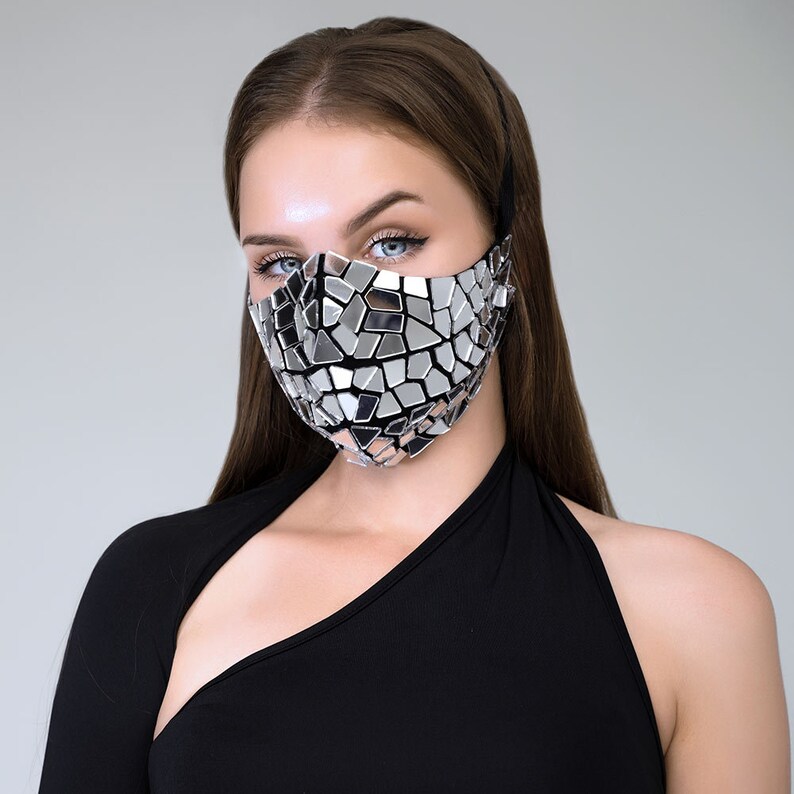 Silver Mirror Face Mask minimalist style by _M125 Etsy