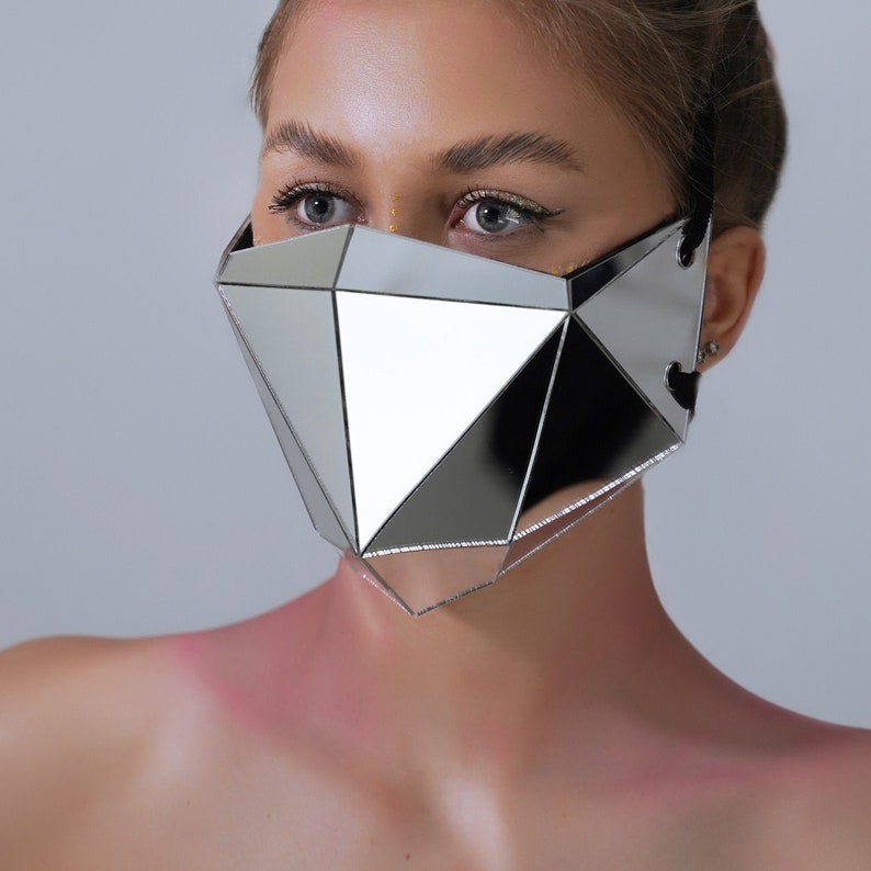 Silver Mirror Low Poly Face Mask by Etsy